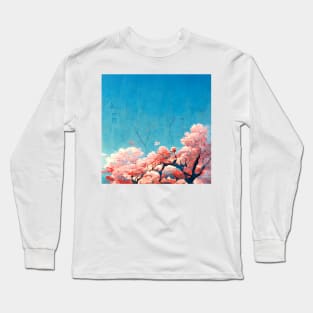 Cherry Blossom Tree with Blue Sky Long Sleeve T-Shirt